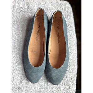 Stuart Weitzman Blue Suede "Chicflat" Almond Toe Flats Size 8